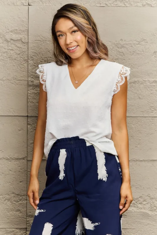 V-Neck Lace Trim Tank Top sold by Charming Charlie