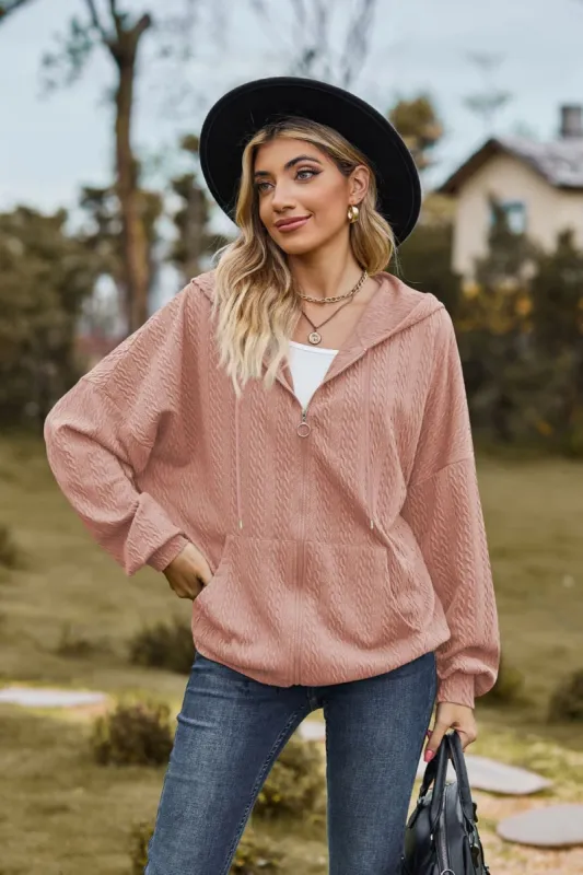 Cable-Knit Long Sleeve Hooded Jacket sold by Charming Charlie