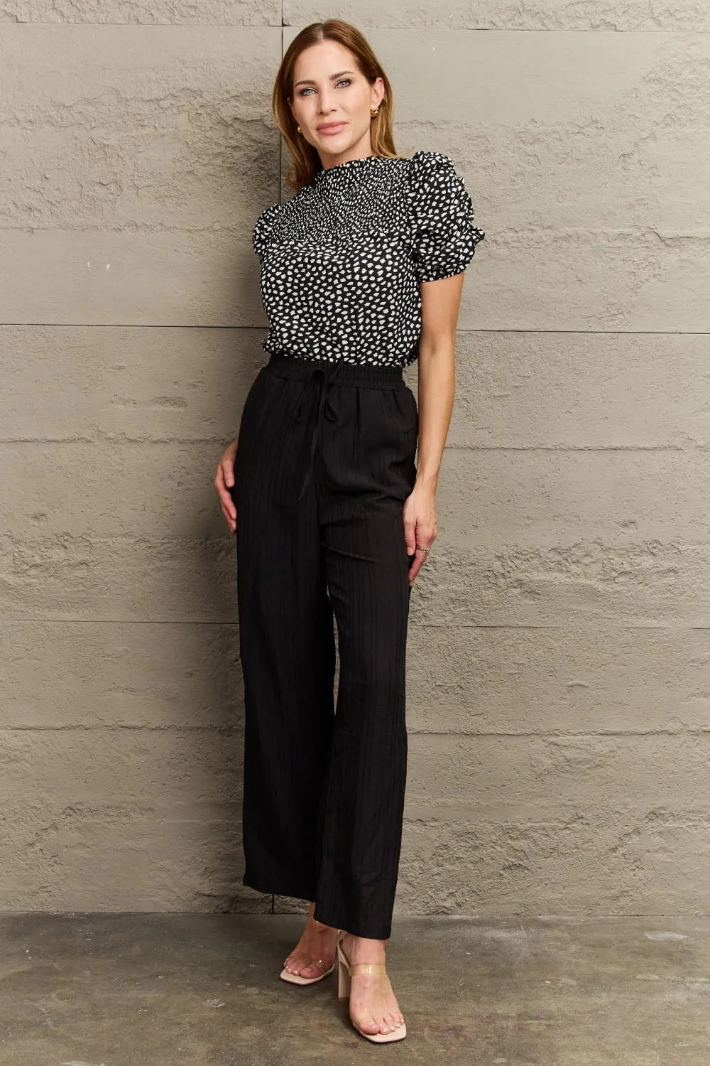 Printed Round Neck Puff Sleeve Blouse sold by Charming Charlie product image thumbnail 4