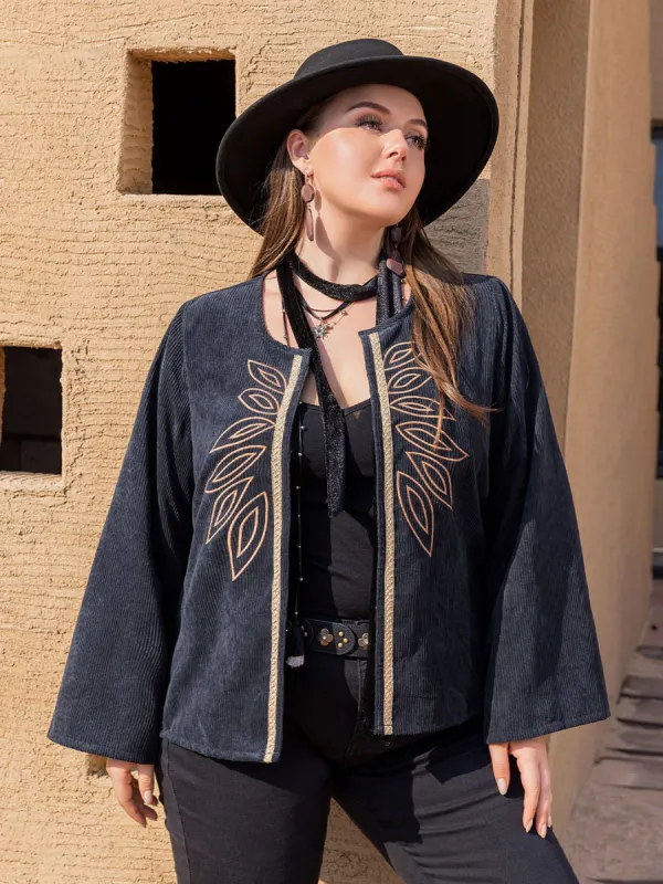 Plus Size Embroidered Open Front Jacket sold by Charming Charlie