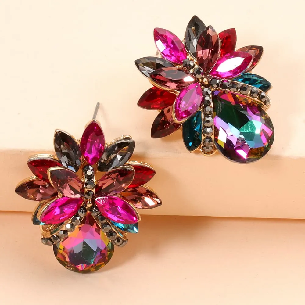 Flower Shape Glass Stone Stud Earrings sold by Charming Charlie product image thumbnail 4