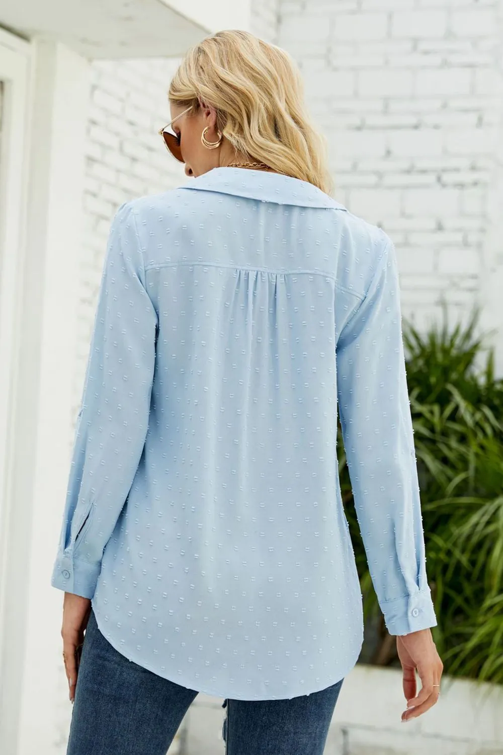 Swiss Dot Johnny Collar Blouse sold by Charming Charlie product image thumbnail 3