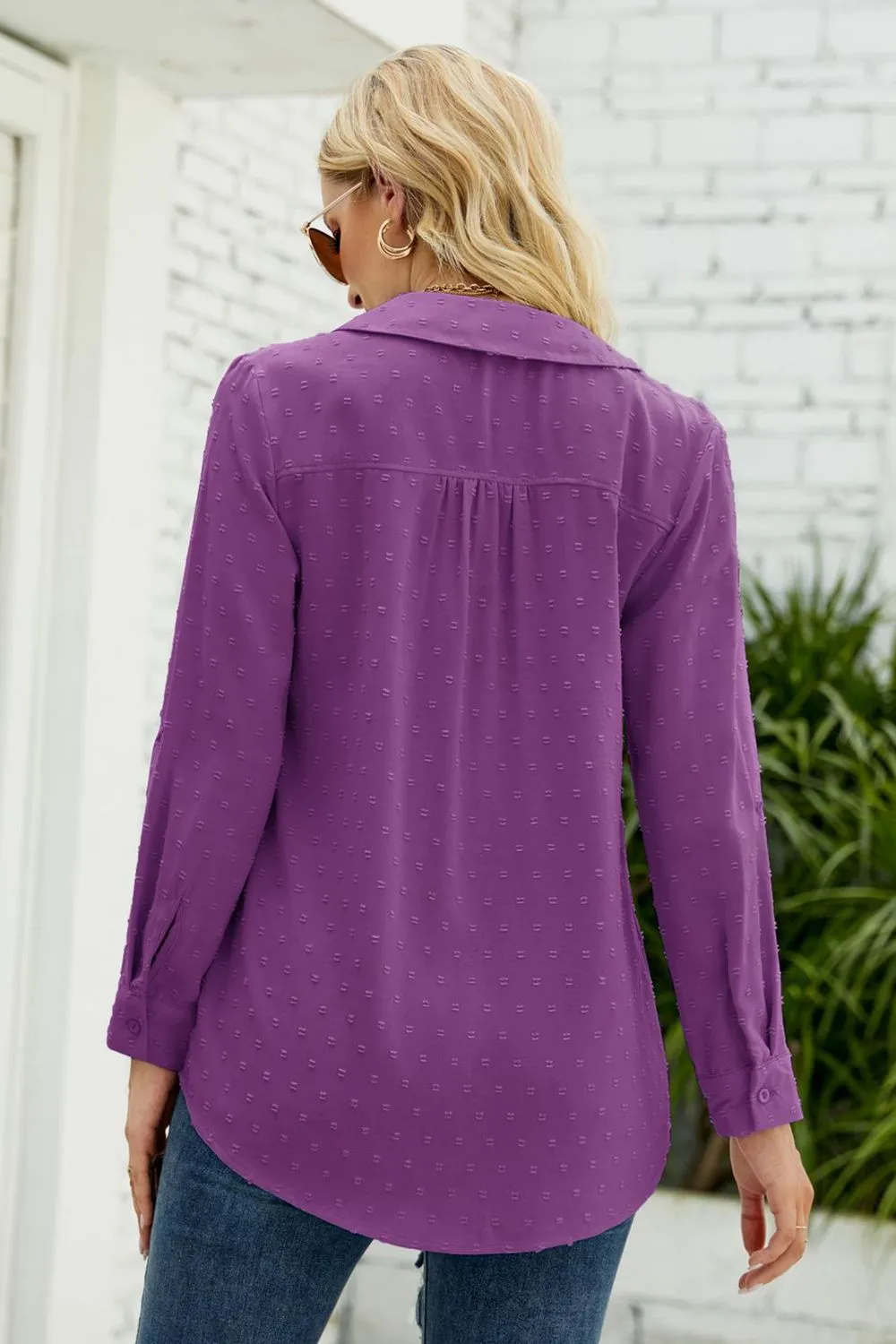 Swiss Dot Johnny Collar Blouse sold by Charming Charlie product image thumbnail 5