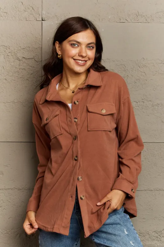 Ninexis Collared Neck Buttoned Front Pocket Jacket sold by Charming Charlie