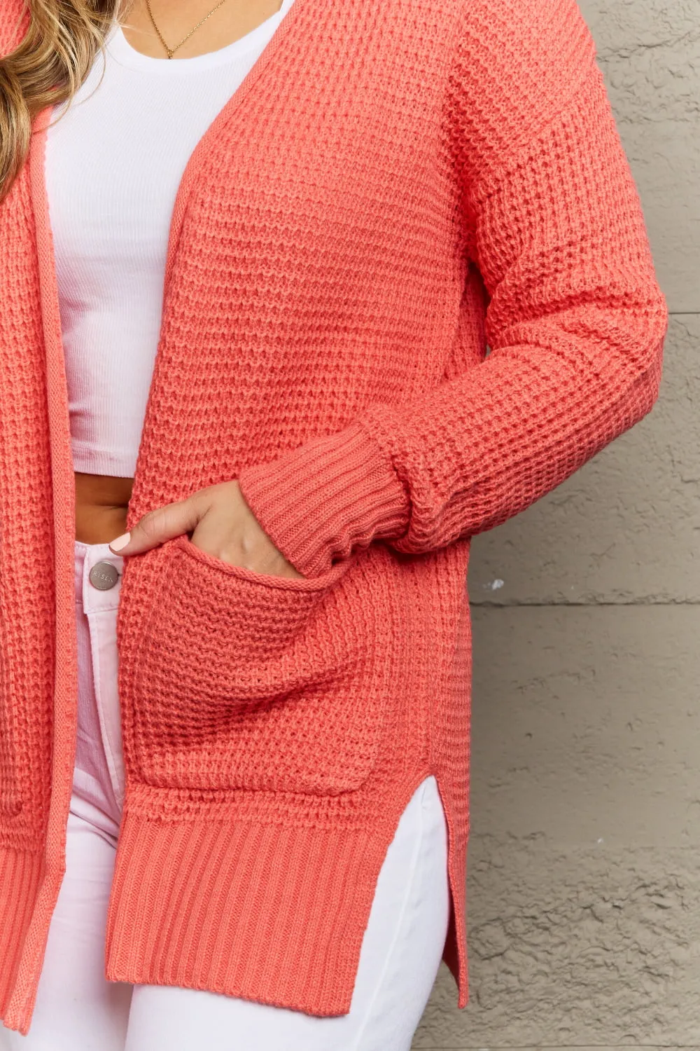Zenana Bright & Cozy Full Size Waffle Knit Cardigan sold by Charming Charlie product image thumbnail 5