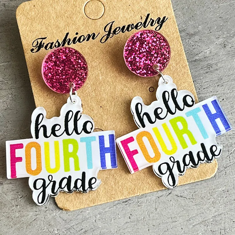 HELLO SECOND GRADE Acrylic Dangle Earrings sold by Charming Charlie product image thumbnail 5