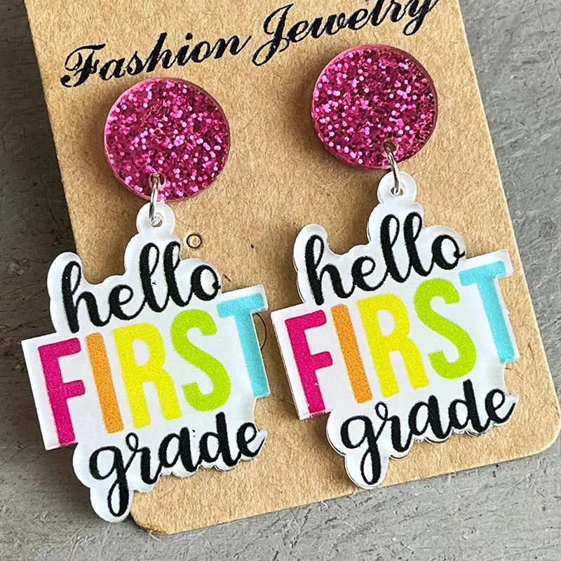 HELLO SECOND GRADE Acrylic Dangle Earrings sold by Charming Charlie product image thumbnail 3