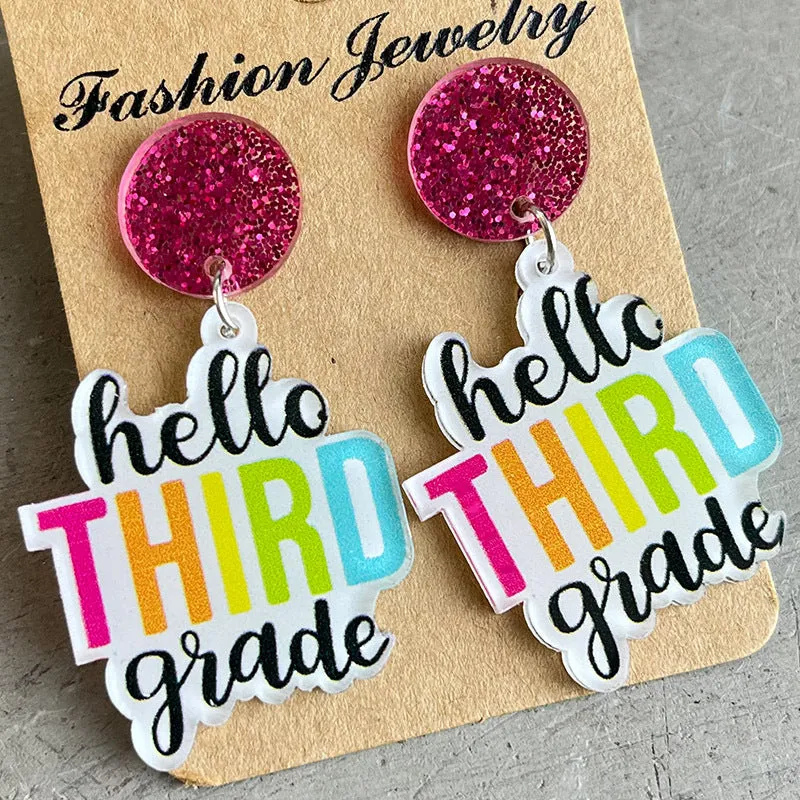HELLO SECOND GRADE Acrylic Dangle Earrings sold by Charming Charlie product image thumbnail 4