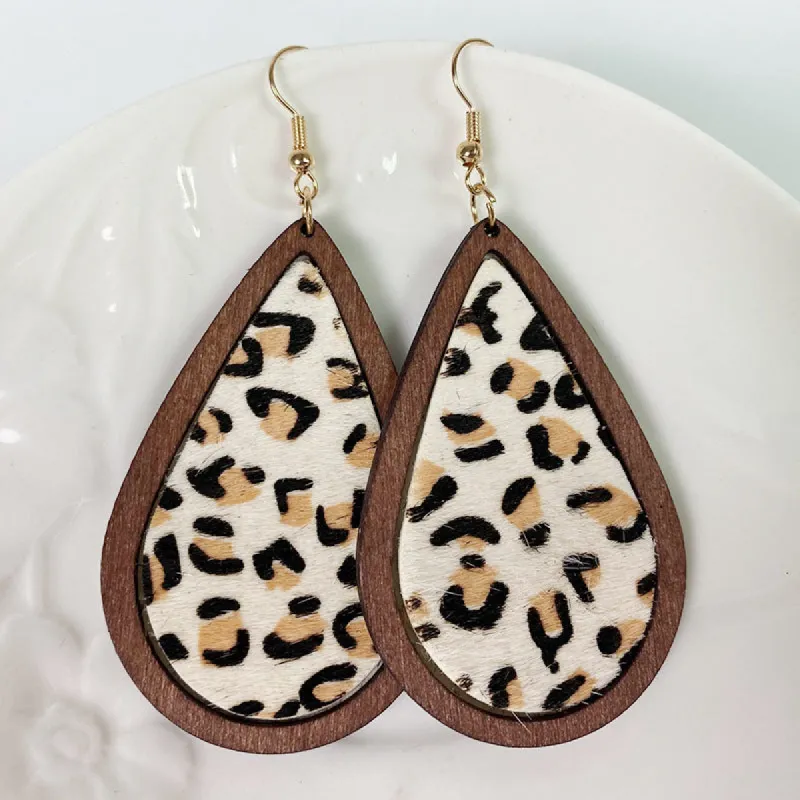 Teardrop Shape Wooden Dangle Earrings made by Charming Charlie