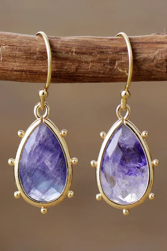Natural Stone Teardrop Earrings made by Charming Charlie
