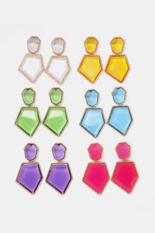 Geometrical Shape Zinc Alloy Frame Resin Dangle Earrings sold by Charming Charlie