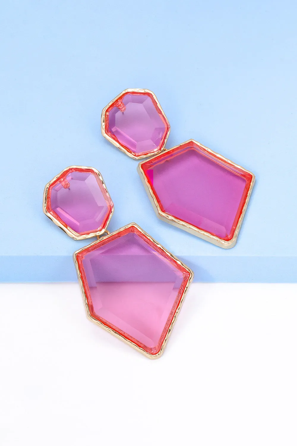 Geometrical Shape Zinc Alloy Frame Resin Dangle Earrings sold by Charming Charlie product image thumbnail 5