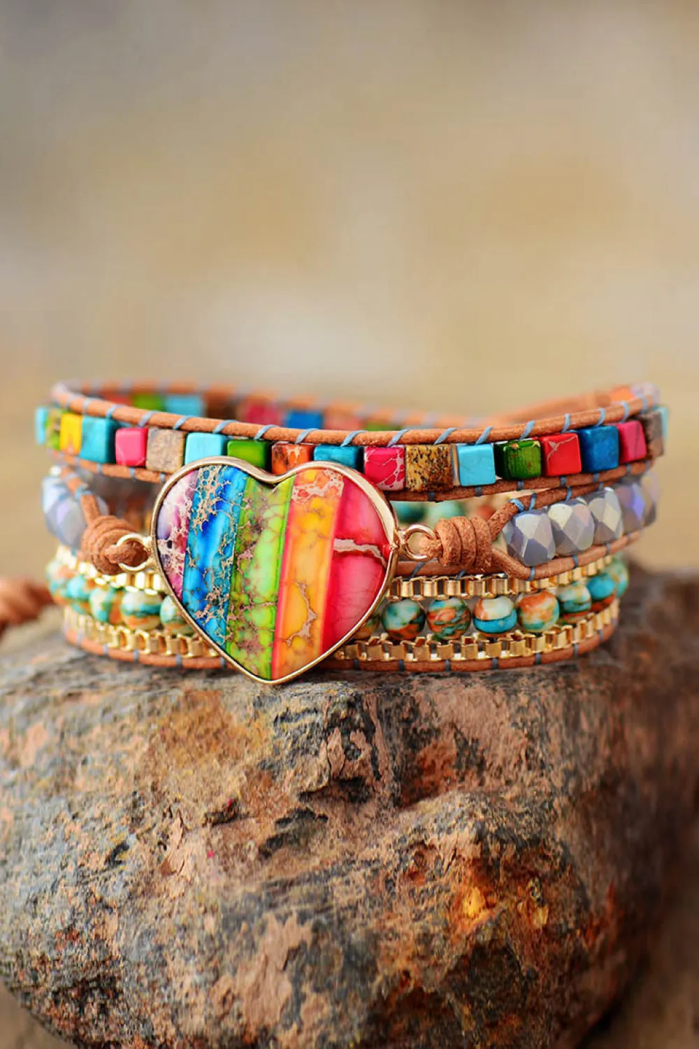 Imperial Jasper & Crystal Layered Bracelet sold by Charming Charlie product image thumbnail 3