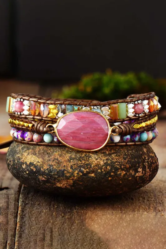 Handmade Crystal Beaded Natural Stone Bracelet sold by Charming Charlie