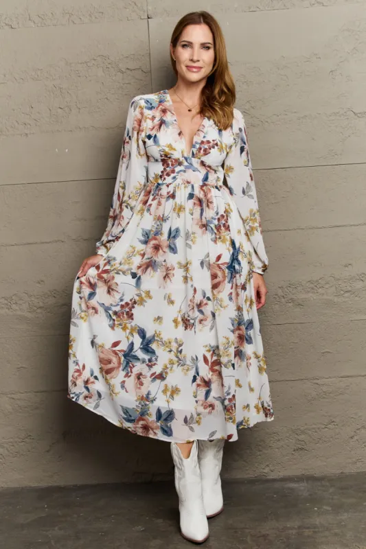 OneTheLand Good Day Chiffon Floral Midi Dress sold by Charming Charlie