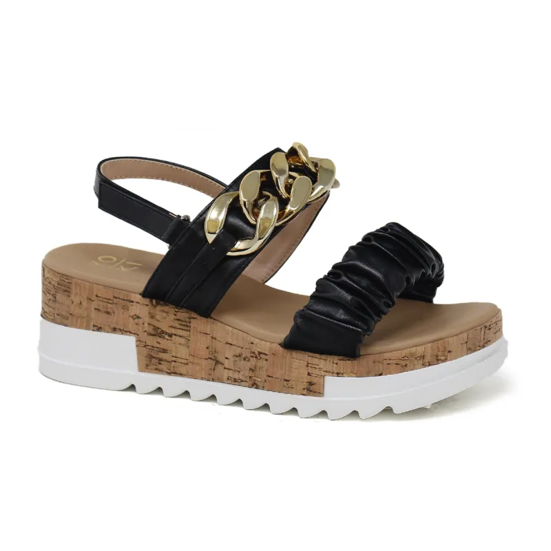 BRENDA-21 Women's Open Toe Platform Sandal With Chain sold by Charming Charlie