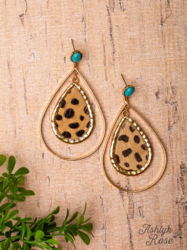 LITTLE DOLLY, LITTLE BETH LEOPARD DOUBLE TEARDROP STUD EARRINGS sold by Charming Charlie