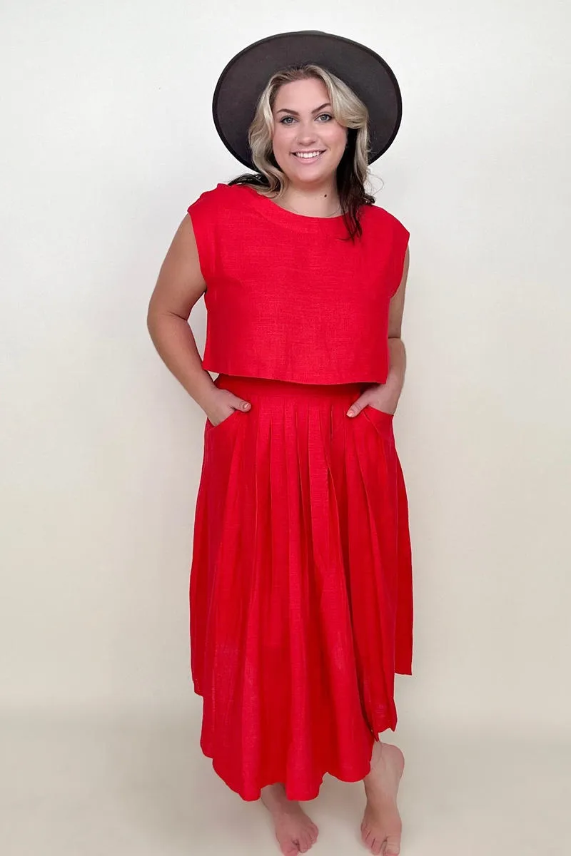 White Birch Sleeveless Linen Top And Skirt Set sold by Charming Charlie