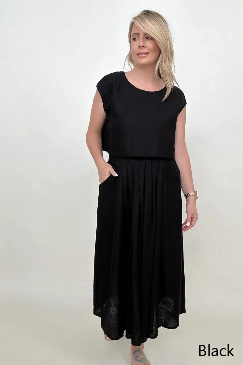 White Birch Sleeveless Linen Top And Skirt Set sold by Charming Charlie product image thumbnail 5