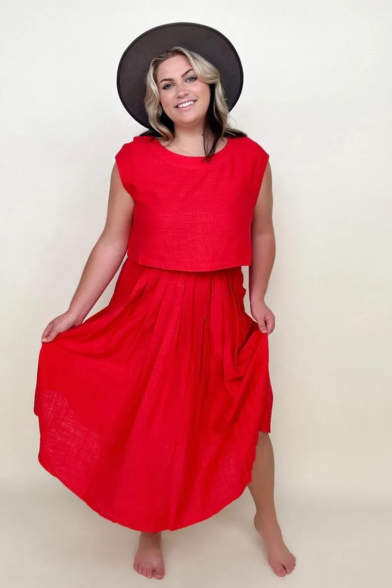 White Birch Sleeveless Linen Top And Skirt Set sold by Charming Charlie product image thumbnail 2