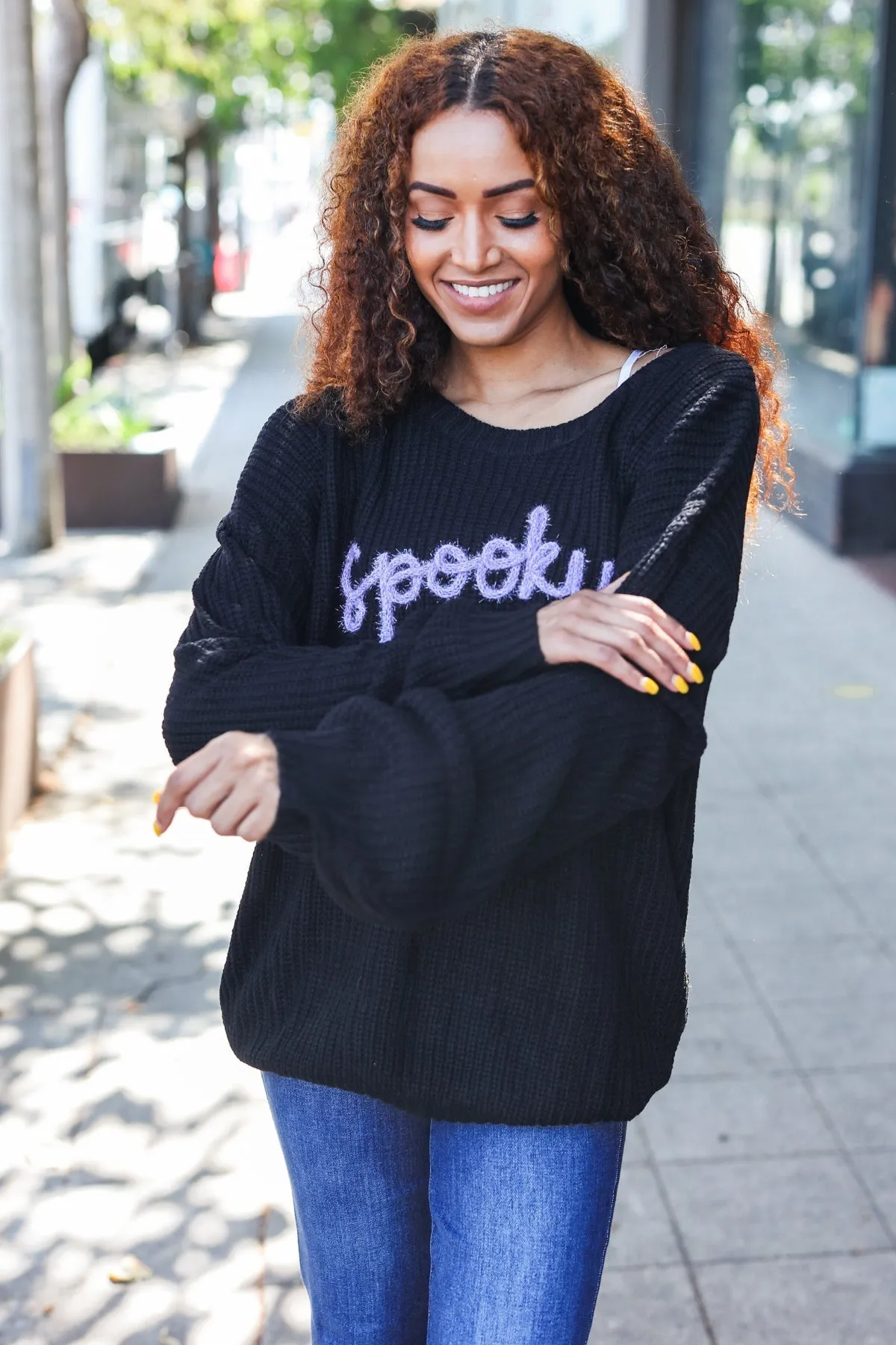 Get Your Spooky On Black Embroidered Chunky Sweater sold by Charming Charlie product image thumbnail 4