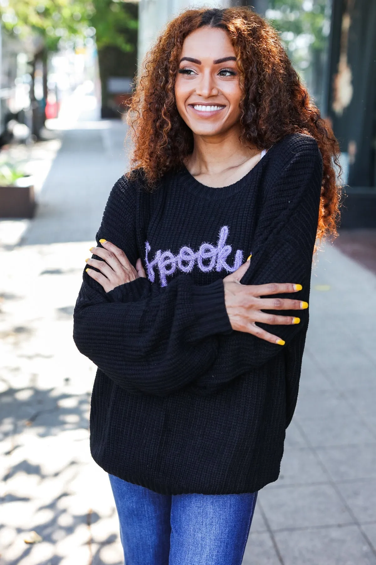 Get Your Spooky On Black Embroidered Chunky Sweater sold by Charming Charlie product image thumbnail 3