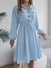 Collared Neck Long Sleeve Dress with Pockets sold by Charming Charlie