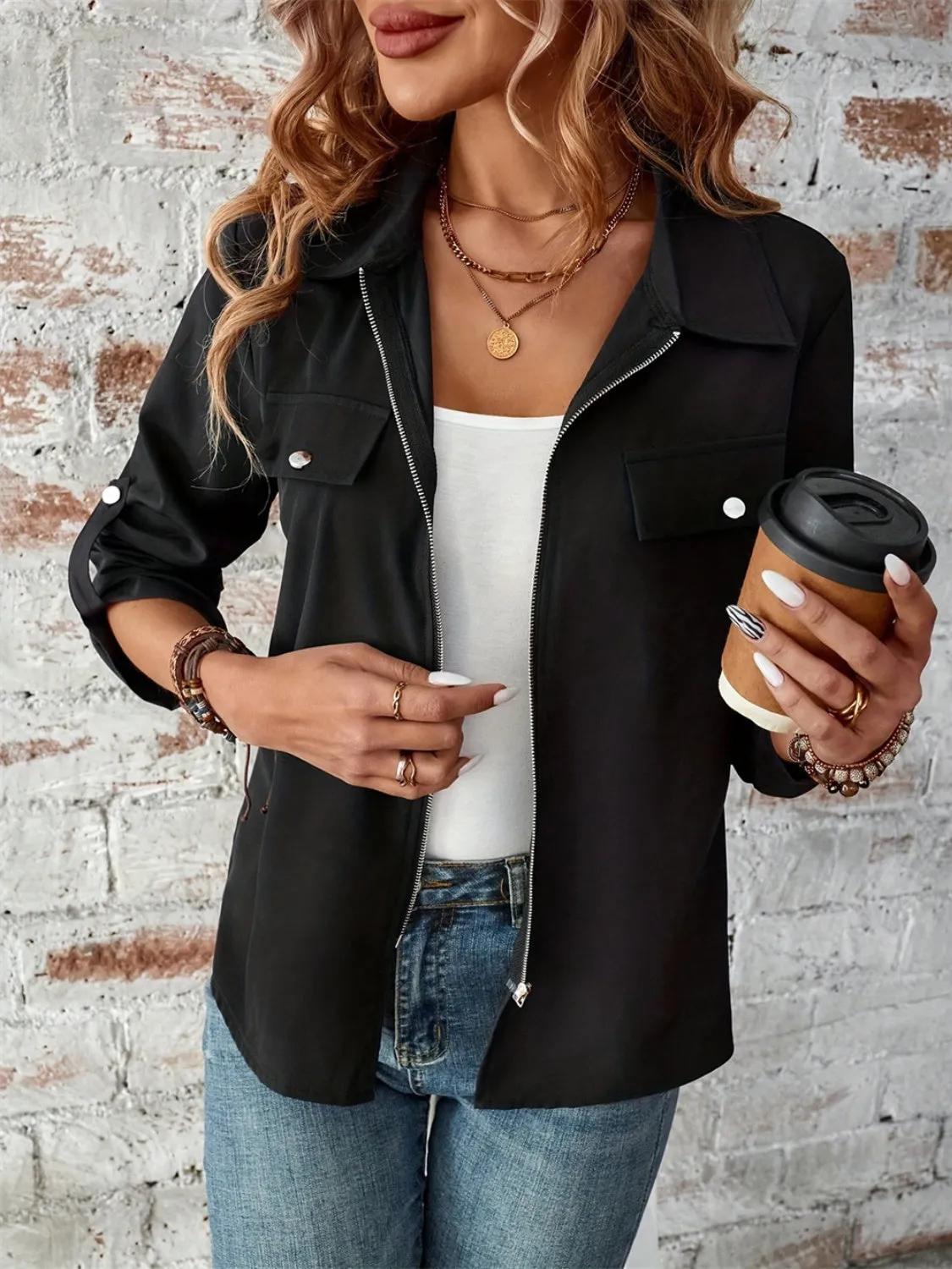 Zip Up Long Sleeve Jacket sold by Charming Charlie product image thumbnail 3