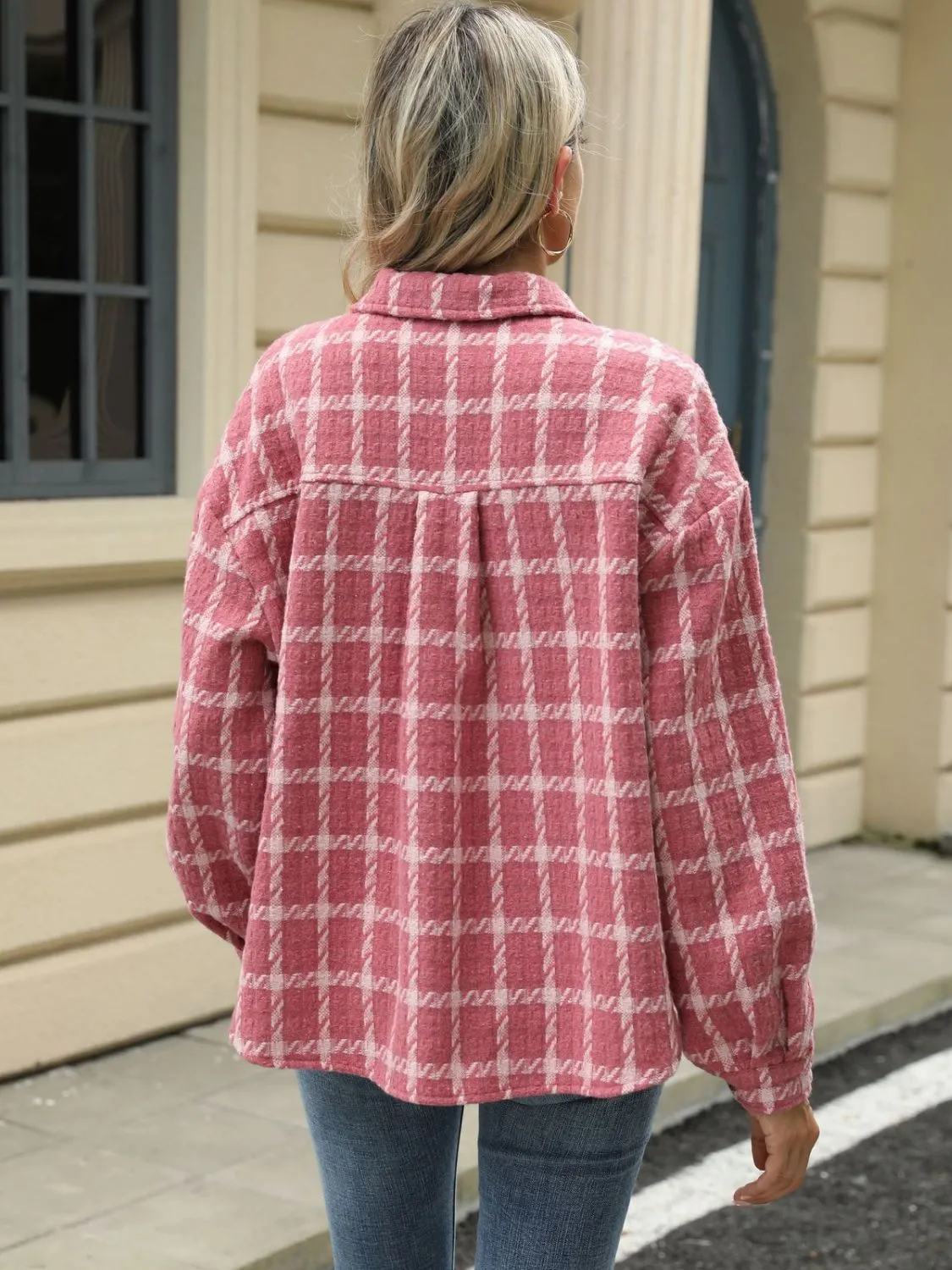 Plaid Collared Neck Long Sleeve Jacket sold by Charming Charlie product image thumbnail 2