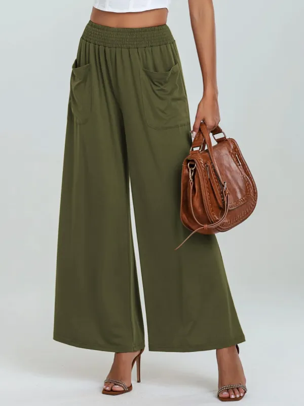 Pocketed Elastic Waist Wide Leg Pants sold by Charming Charlie