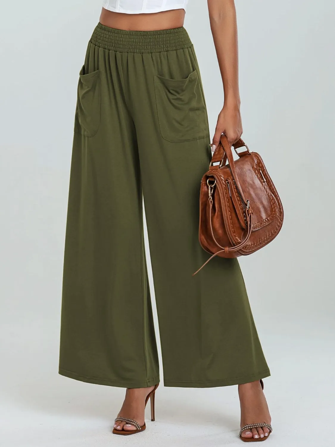 Pocketed Elastic Waist Wide Leg Pants sold by Charming Charlie
