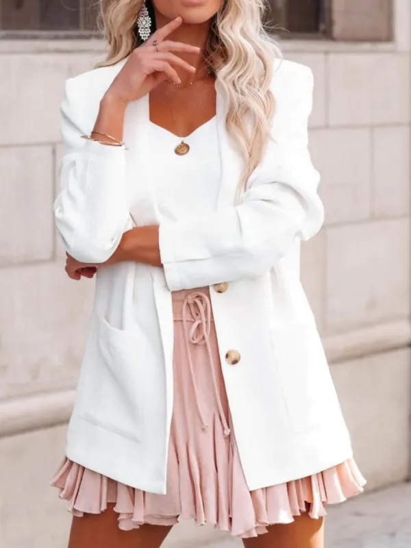Buttoned Lapel Collar Long Sleeve Blazer sold by Charming Charlie