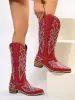 PU Leather Embroidered Geometric Point Toe Boots sold by Charming Charlie
