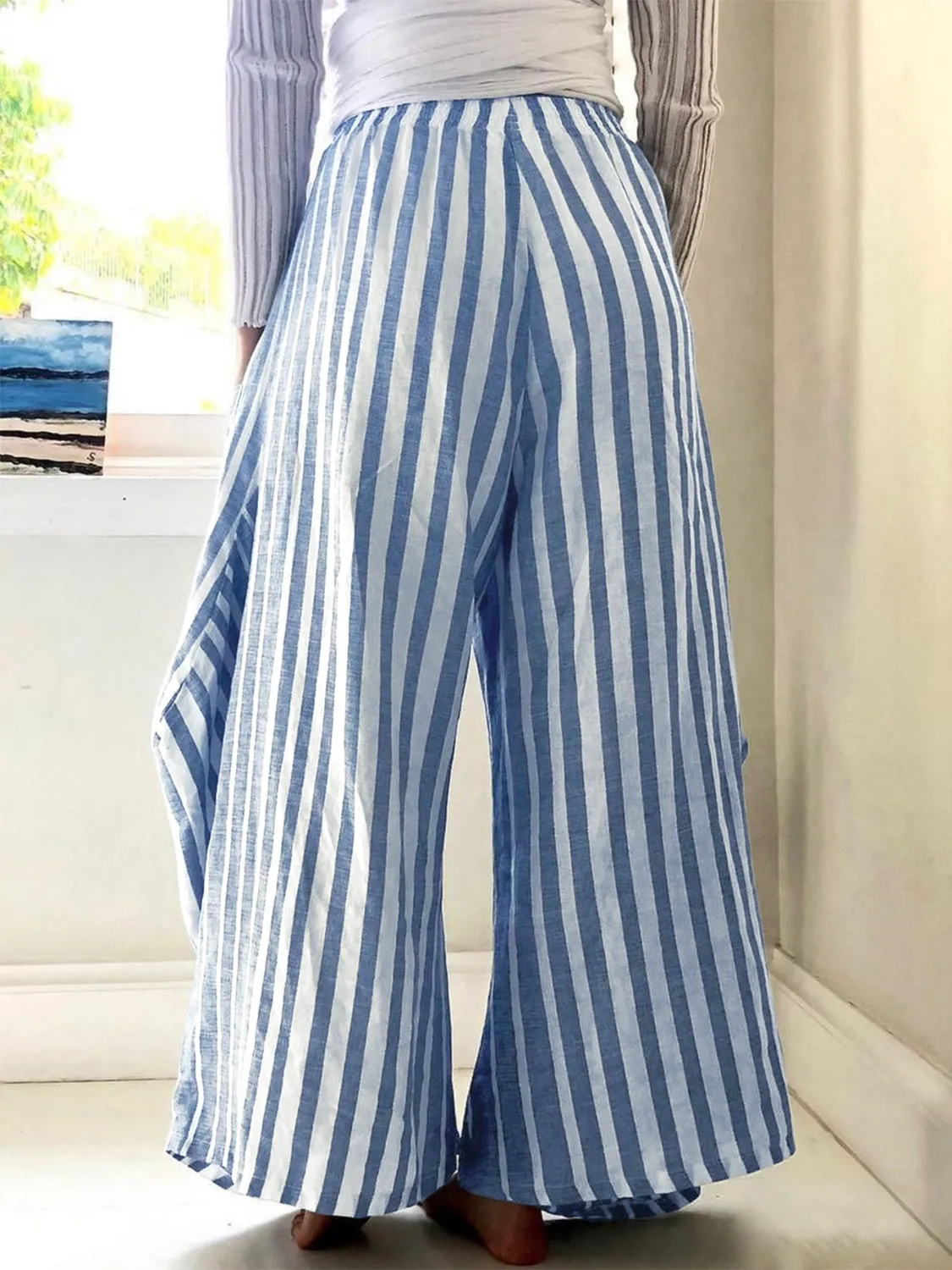 Striped Elastic Waist Wide Leg Pants sold by Charming Charlie product image thumbnail 2