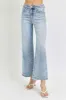 RISEN Full Size Tummy Control High Rise Crop Wide Leg Jeans sold by Charming Charlie