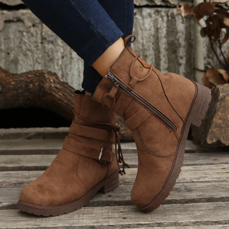 Suede Side Zip Round Toe Boots sold by Charming Charlie