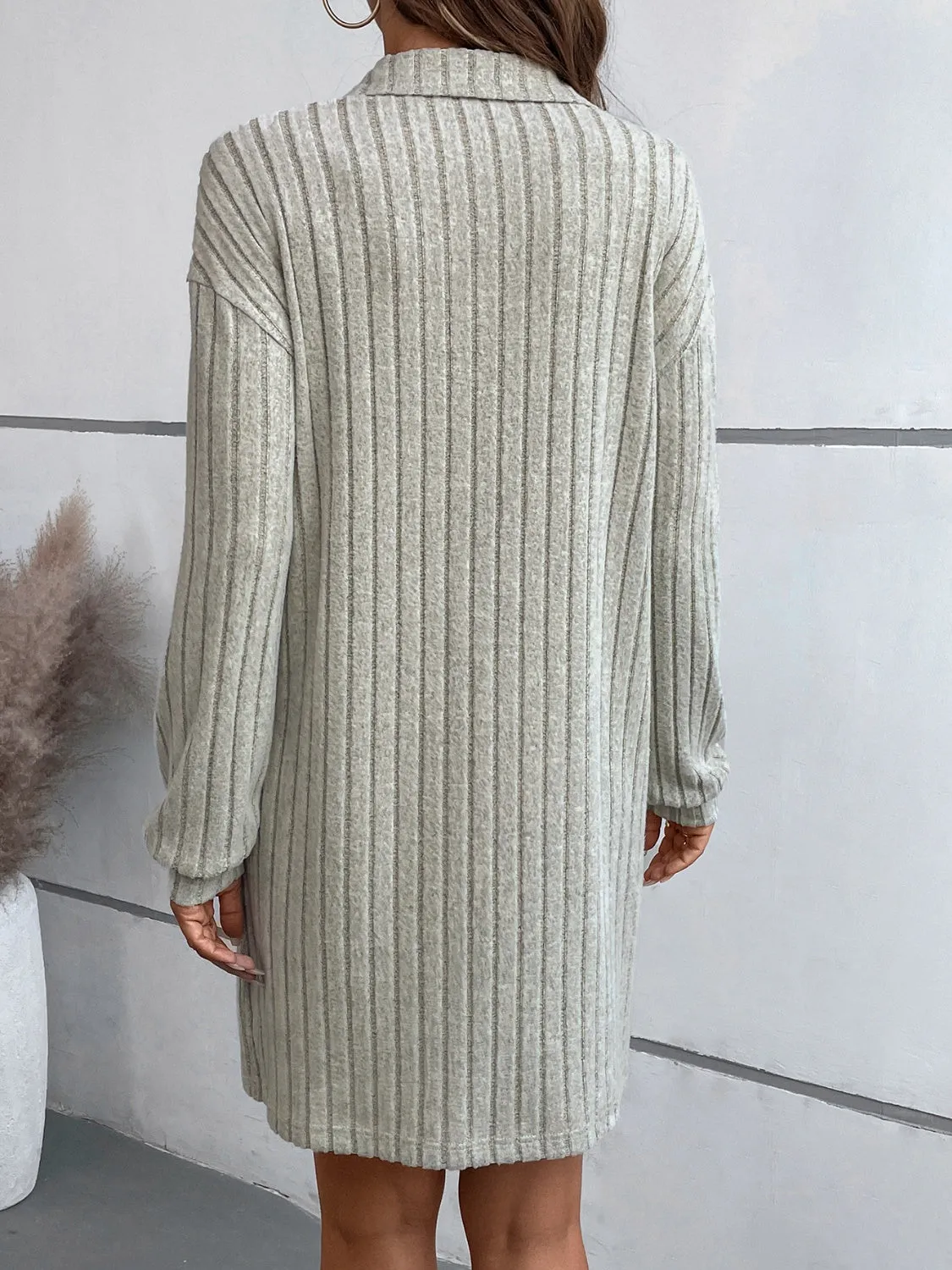 Ribbed Collared Neck Long Sleeve Dress sold by Charming Charlie product image thumbnail 2
