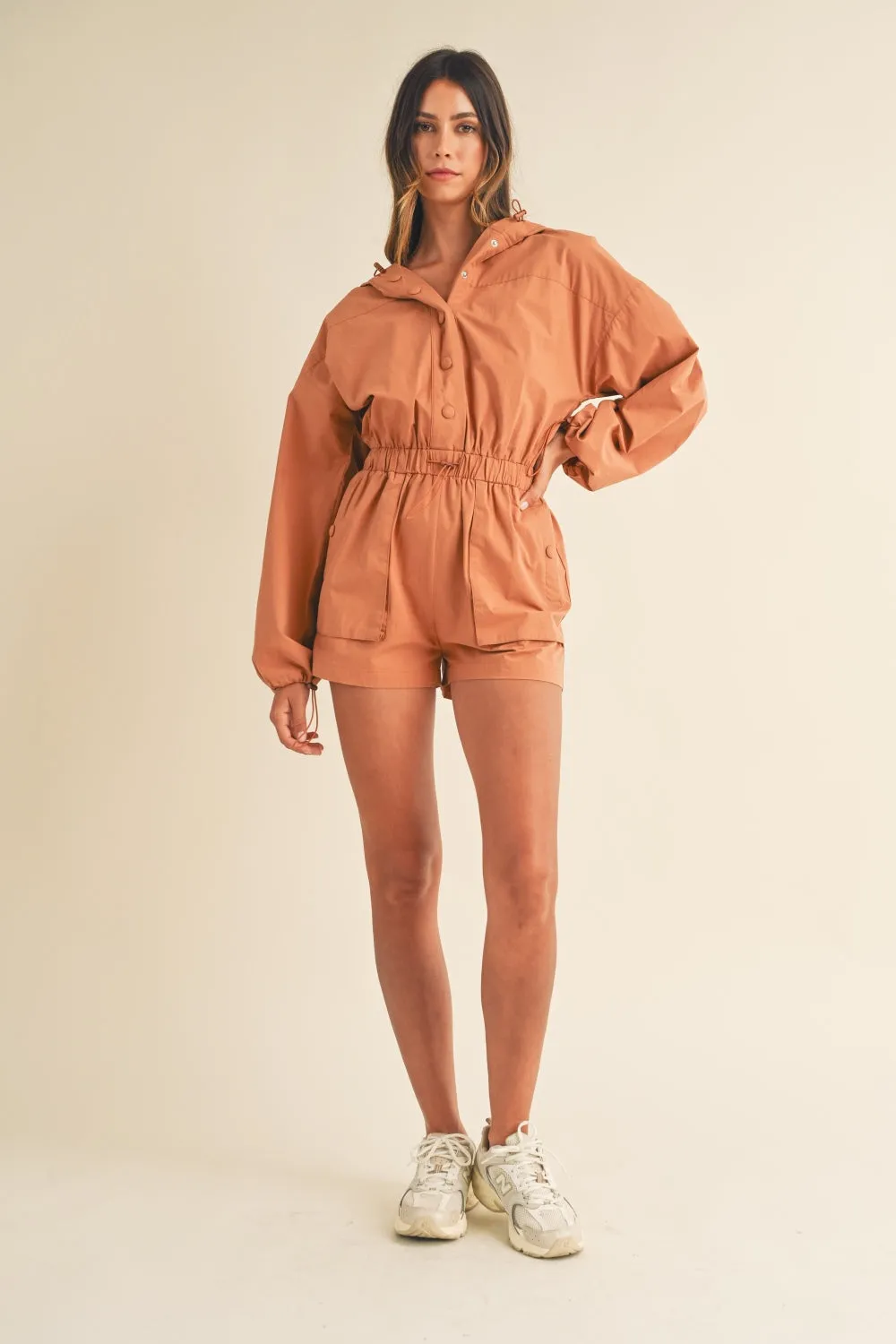 Mable Snap Down Long Sleeve Hooded Romper sold by Charming Charlie product image thumbnail 5