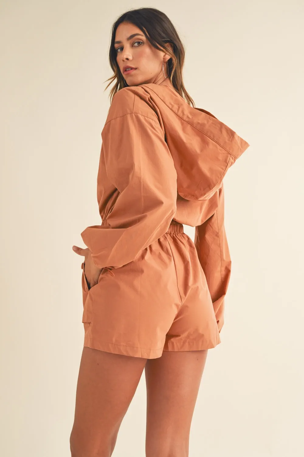 Mable Snap Down Long Sleeve Hooded Romper sold by Charming Charlie product image thumbnail 2