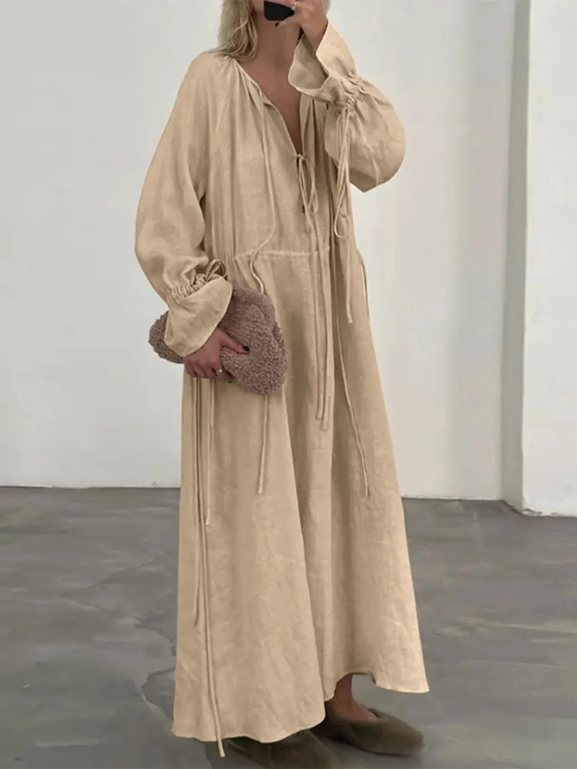 Tie Neck Flounce Sleeve Dress sold by Charming Charlie