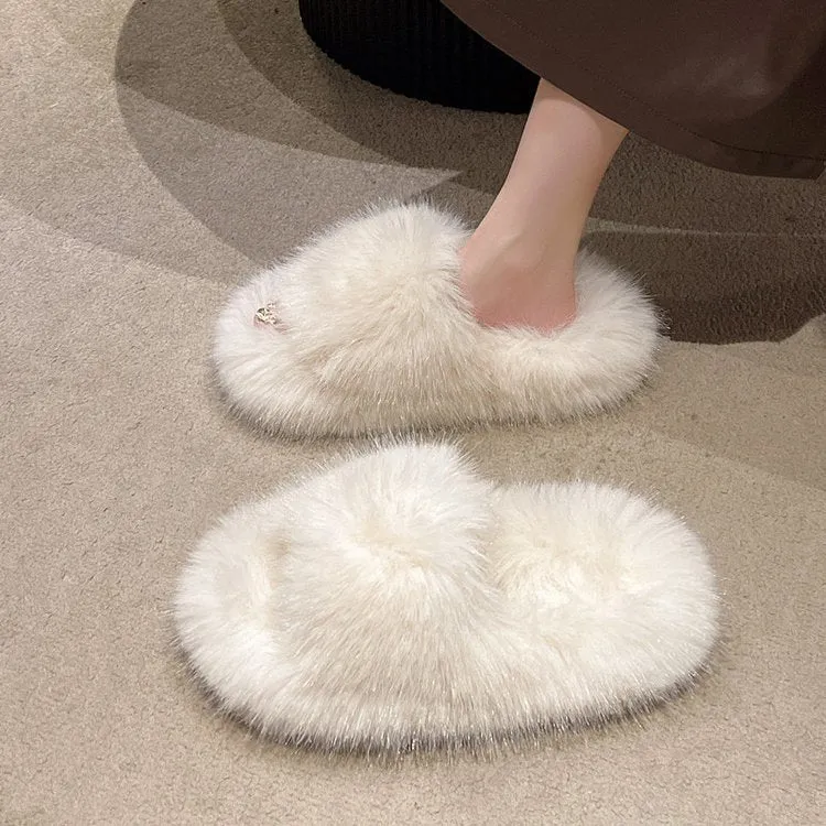 Fuzzy Open Toe Platform Slippers sold by Charming Charlie product image thumbnail 4