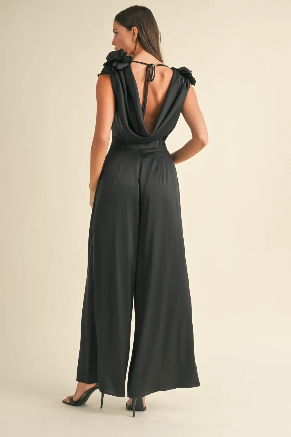 MABLE 3D Floral Applique Deep Cowl Neck Jumpsuit sold by Charming Charlie product image thumbnail 2