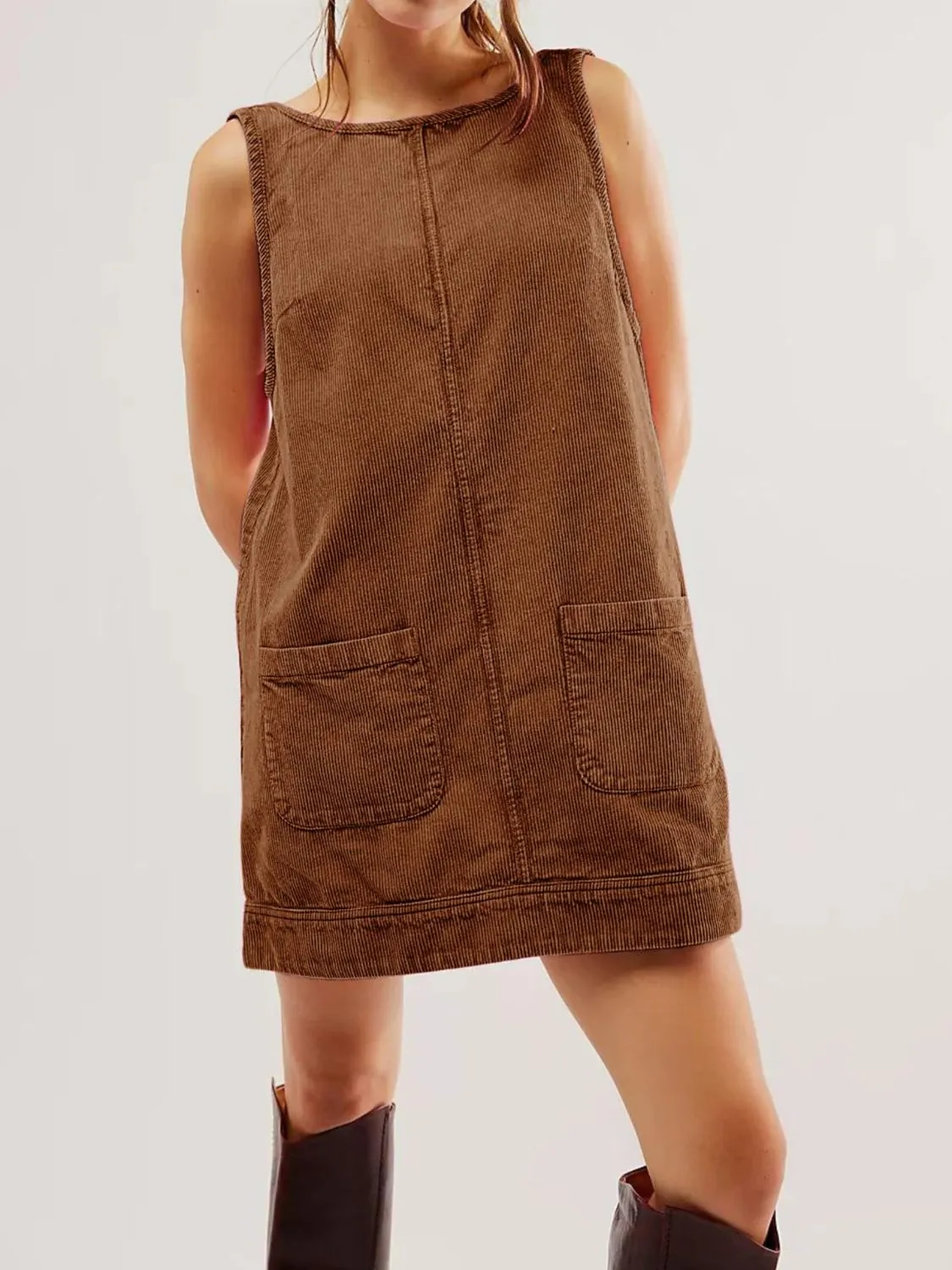 Mandy Round Neck Wide Strap Mini Dress with Pockets sold by Charming Charlie product image thumbnail 3