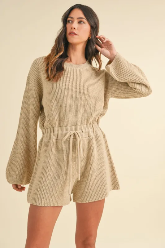 MABLE Round Neck Long Sleeve Sweater Romper sold by Charming Charlie