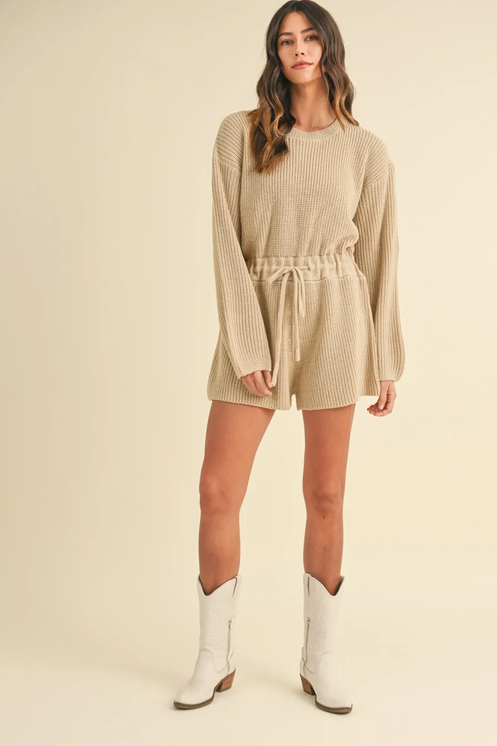 MABLE Round Neck Long Sleeve Sweater Romper sold by Charming Charlie product image thumbnail 5