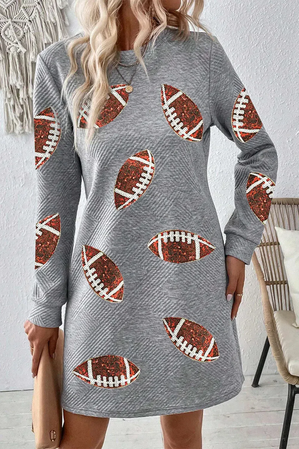 Sequin Football Long Sleeve Mini Dress sold by Charming Charlie product image thumbnail 3