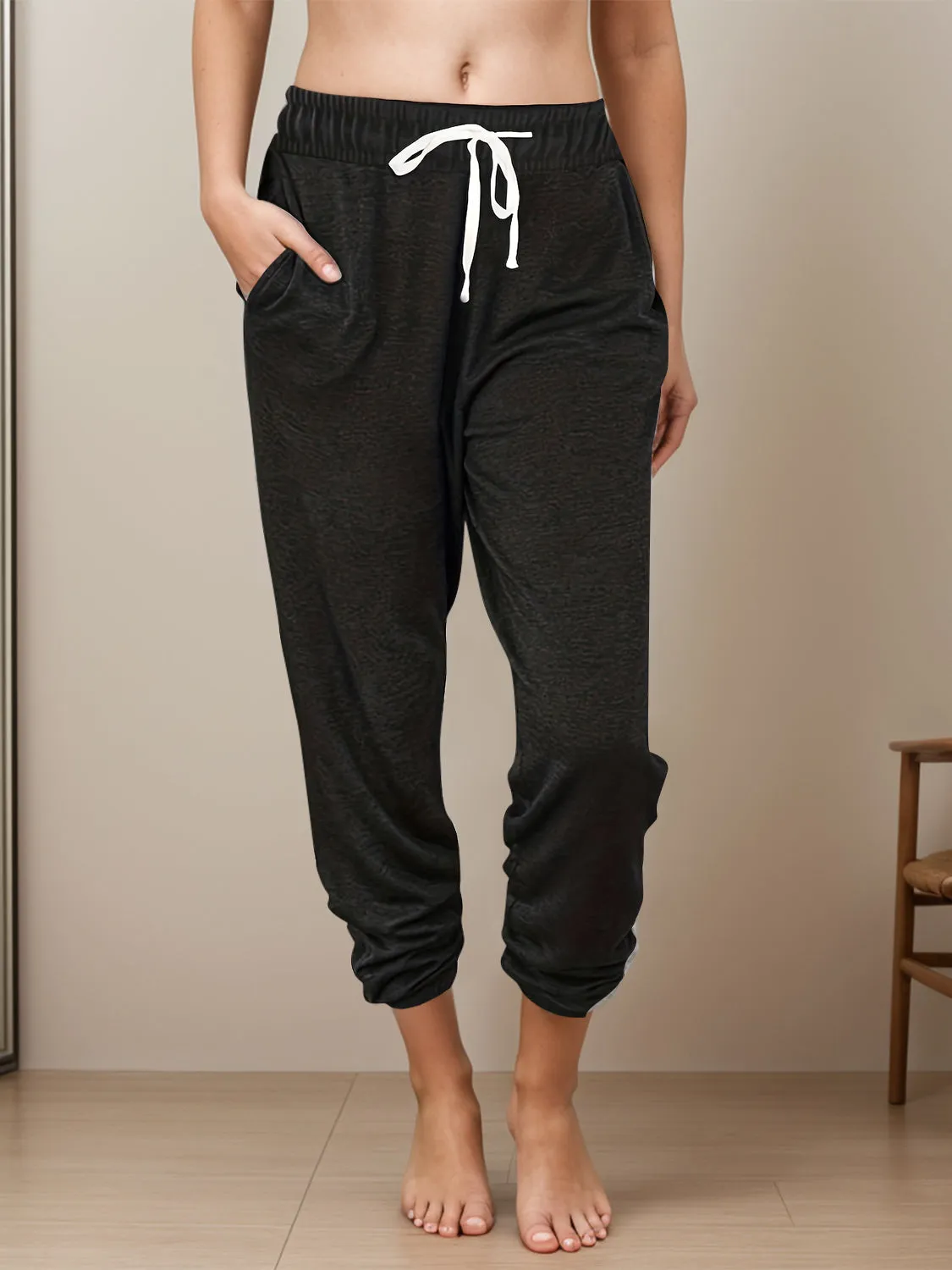 Full Size Drawstring Elastic Waist Joggers with Pockets sold by Charming Charlie product image thumbnail 4