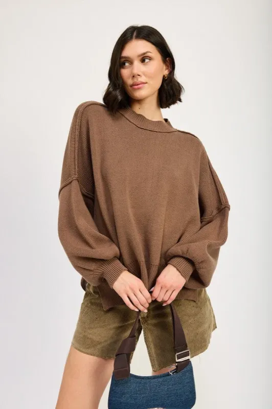 OVER FITTED LONG SLEEVE SWEATER TOP sold by Charming Charlie