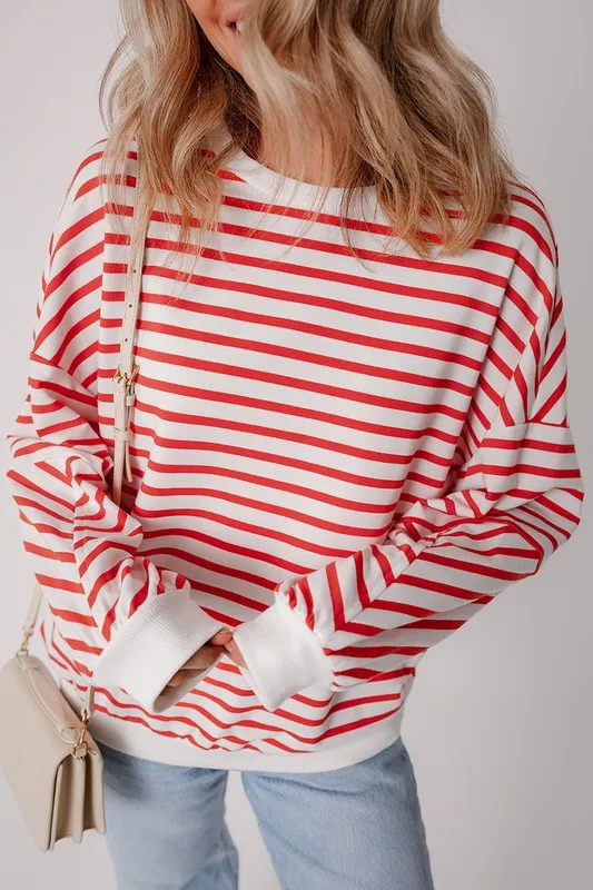 Women Drop Shoulder Crew Neck Loose Sweatshirt sold by Charming Charlie