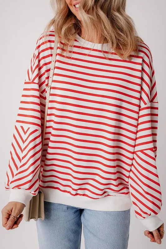 Women Drop Shoulder Crew Neck Loose Sweatshirt sold by Charming Charlie product image thumbnail 4